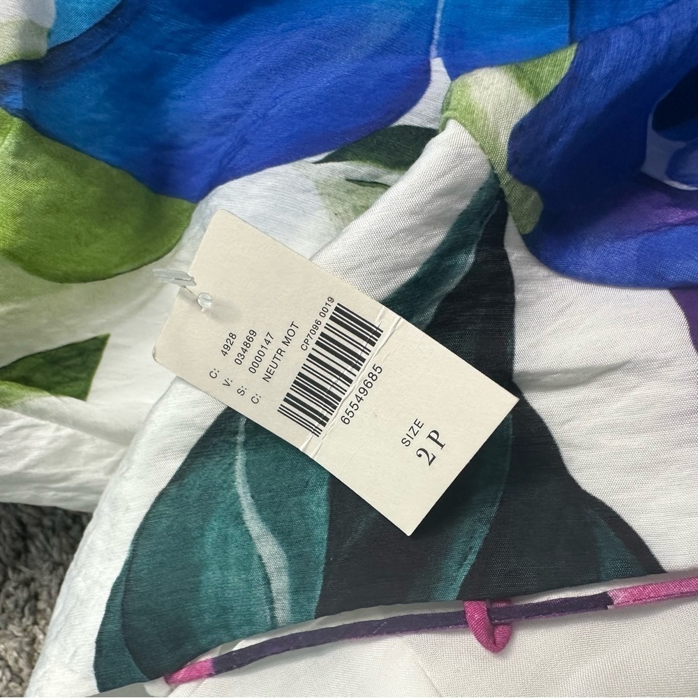 Maeve Floral Midi Dress 2 Petite purple teal feminine lined spring Anthropologie - Picture 10 of 14